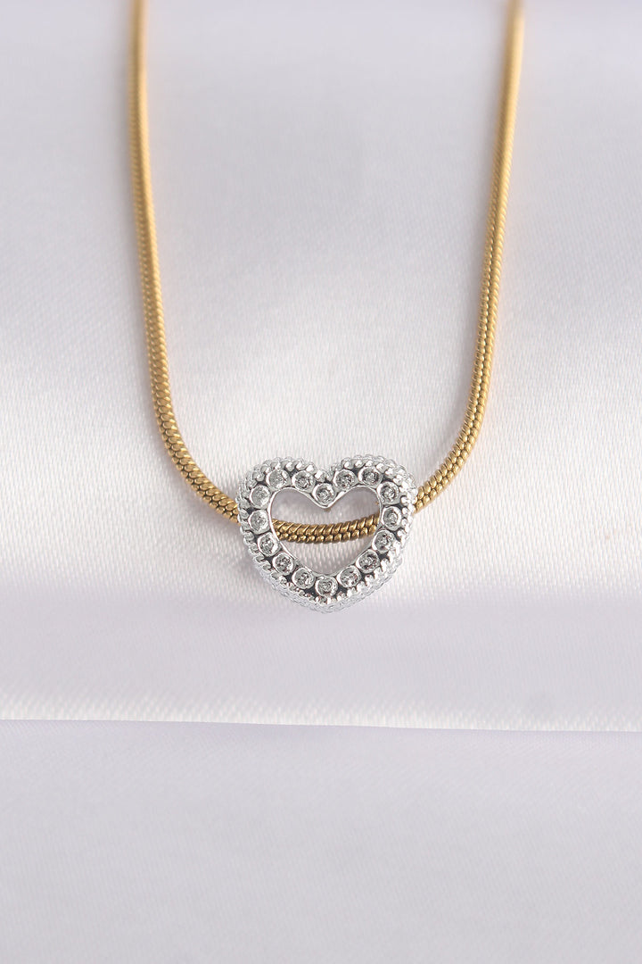 EBJ 316L Steel Chain Gold Color Chain Silver Color Heart Designed Necklace - Zaporizhzhia