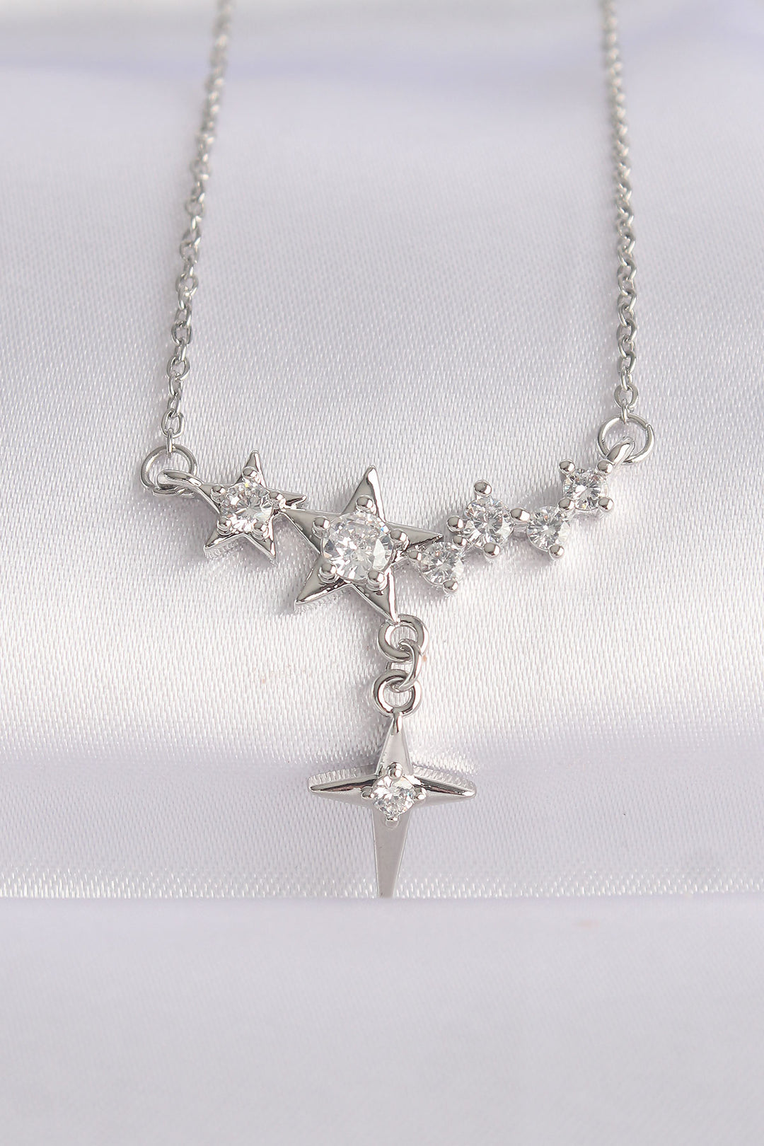 EBJ 316L Stainless Steel Chain Silver Color Zircon Stone Star Necklace - Allen