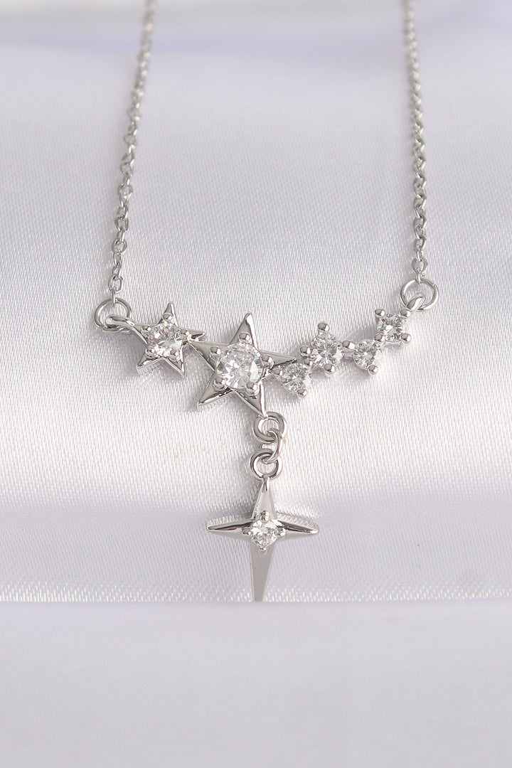 EBJ 316L Stainless Steel Chain Silver Color Zircon Stone Star Necklace - Allen