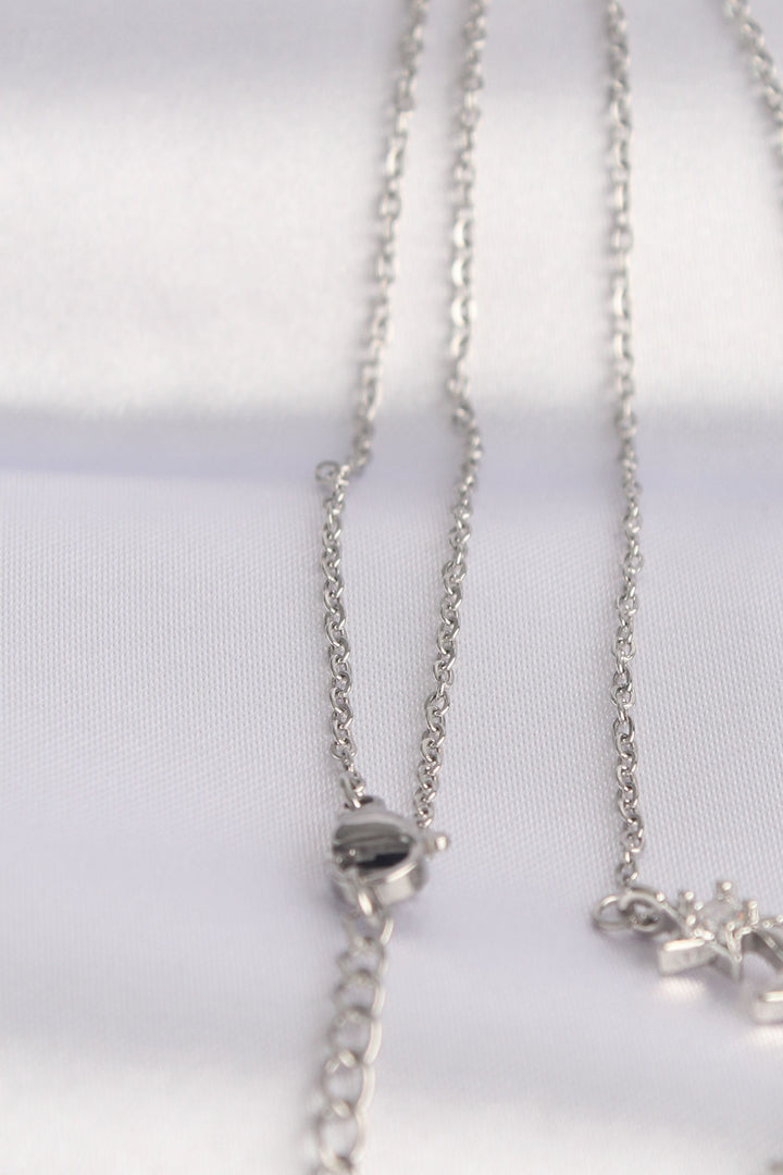 EBJ 316L Stainless Steel Chain Silver Color Zircon Stone Star Necklace - Allen