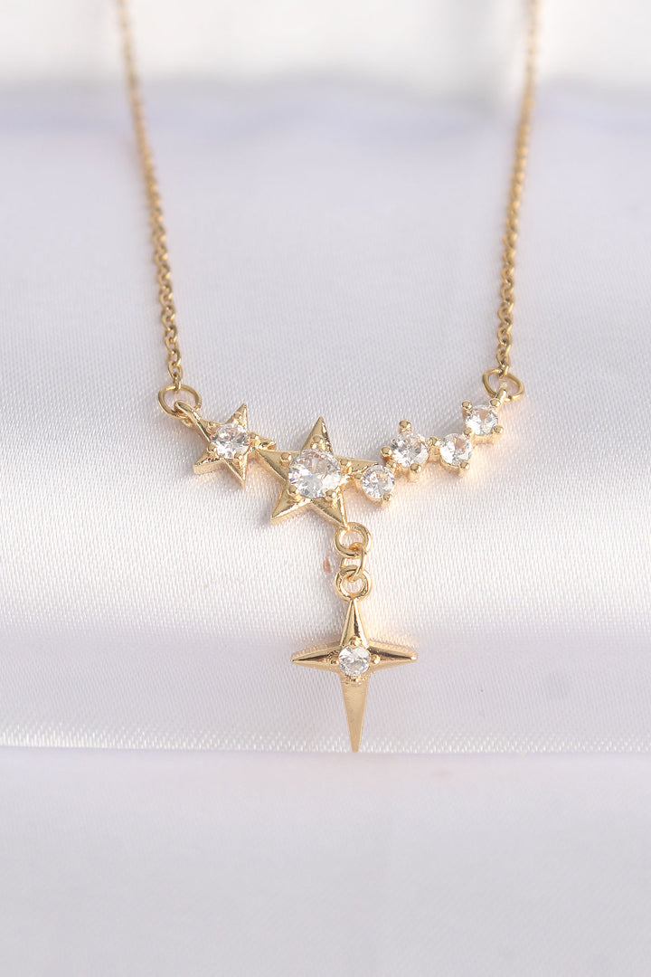 EBJ 316L Stainless Steel Chain Gold Color Star Necklace with Zircon Stone - Rodgau