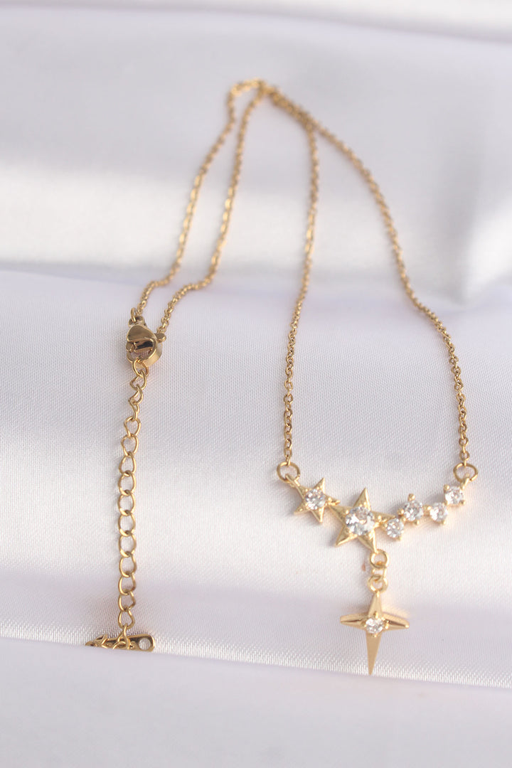 EBJ 316L Stainless Steel Chain Gold Color Star Necklace with Zircon Stone - Rodgau