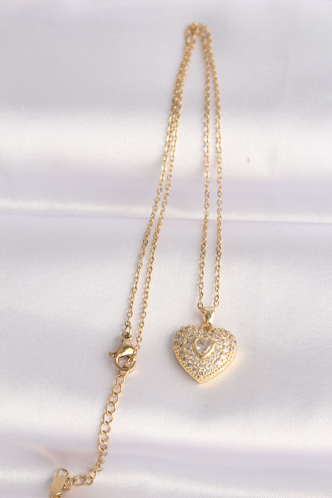 EBJ 316L Stainless Steel Chain Gold Color Zircon Stone Heart Necklace - Apple Valley