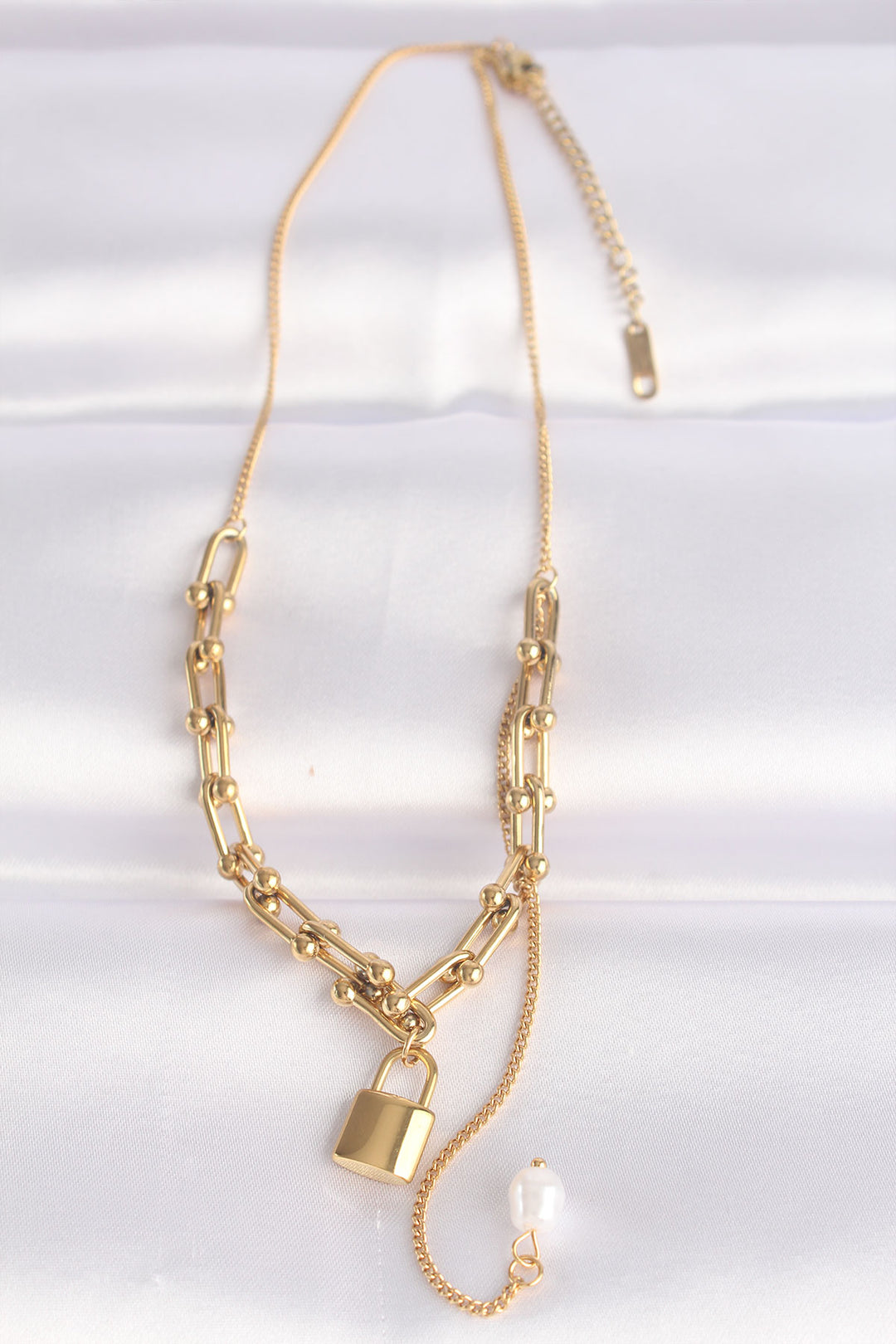 EBJ 316L Steel Chain Gold Color Tiffany Chain Love Lock Necklace - Houghton le Spring
