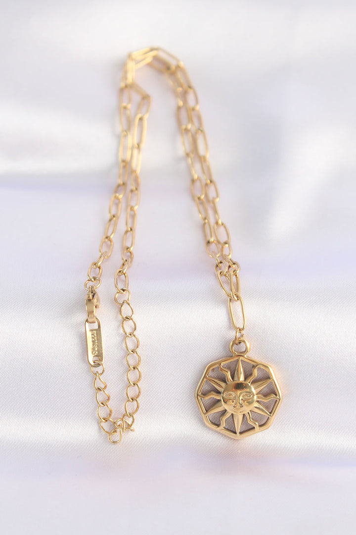 EBJ 316L Steel Chain Gold Color Sun Necklace - Târgu Jiu