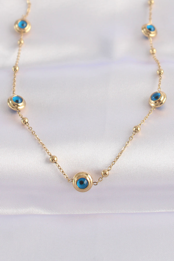 EBJ 316L Steel Chain Gold Color Evil Eye Necklace - New York