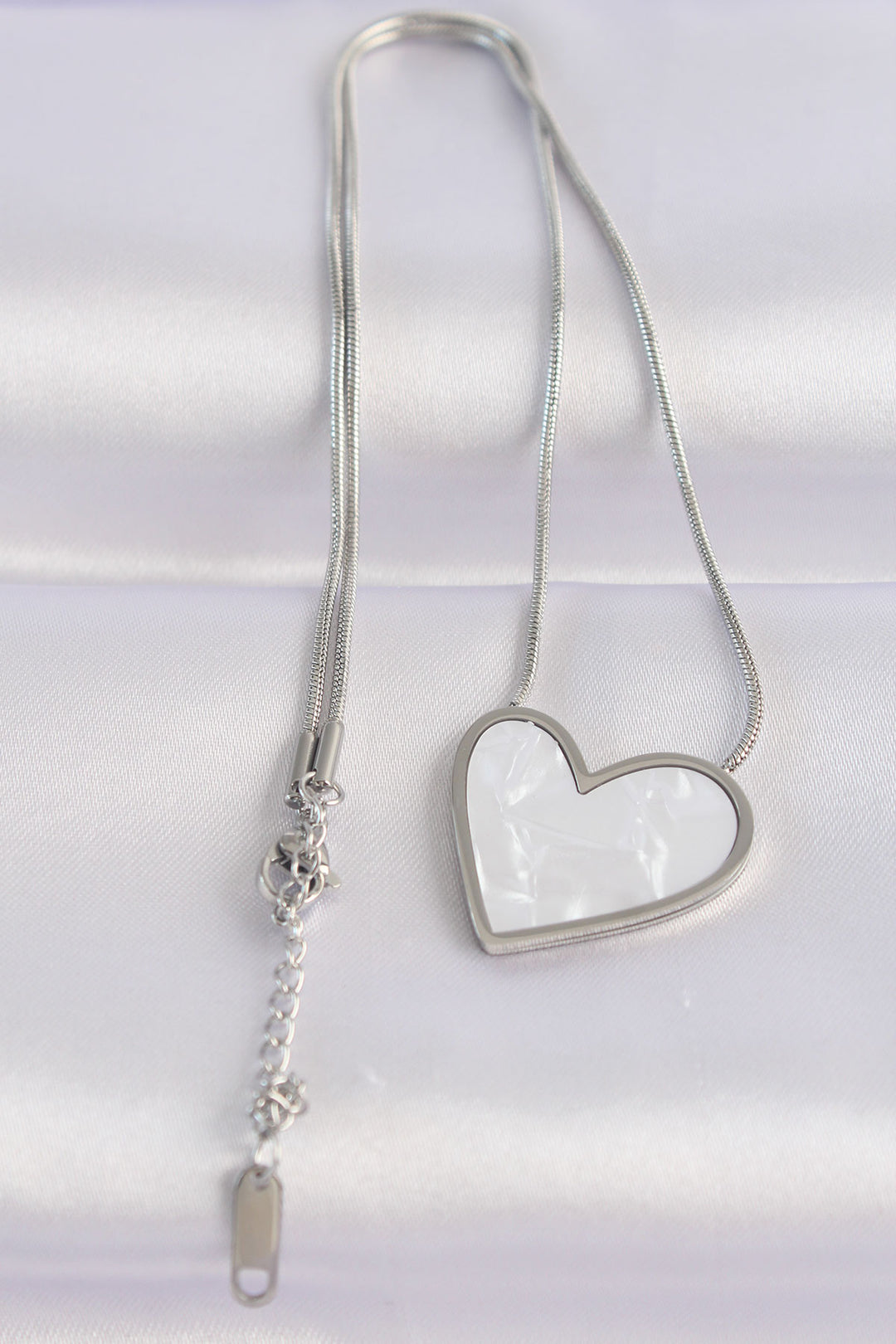 EBJ 316L Stainless Steel Chain Silver Color Marble Pattern Heart Necklace - Upper Arlington