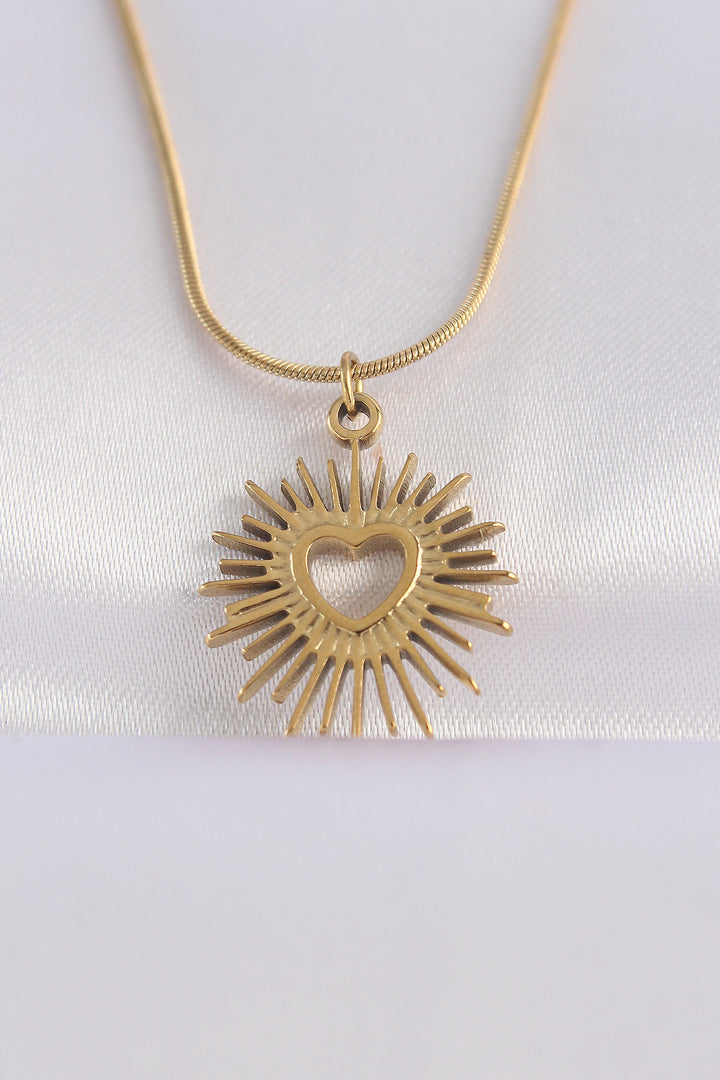 EBJ 316L Steel Chain Gold Color Heart Sun Design Necklace - Morgantown