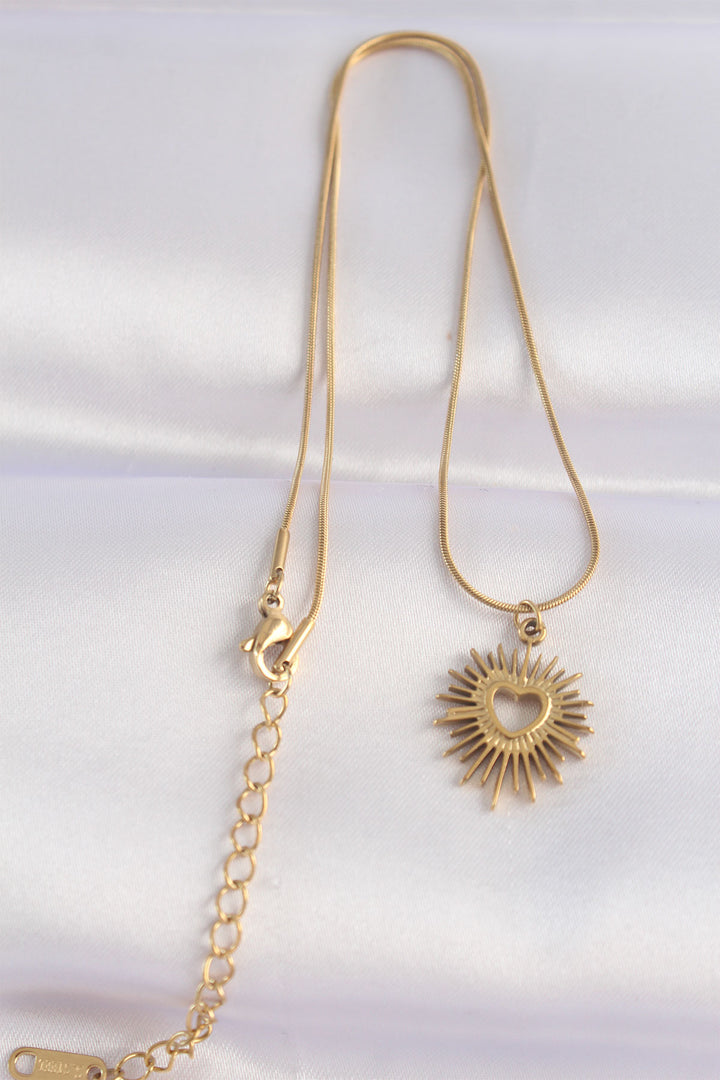 EBJ 316L Steel Chain Gold Color Heart Sun Design Necklace - Morgantown
