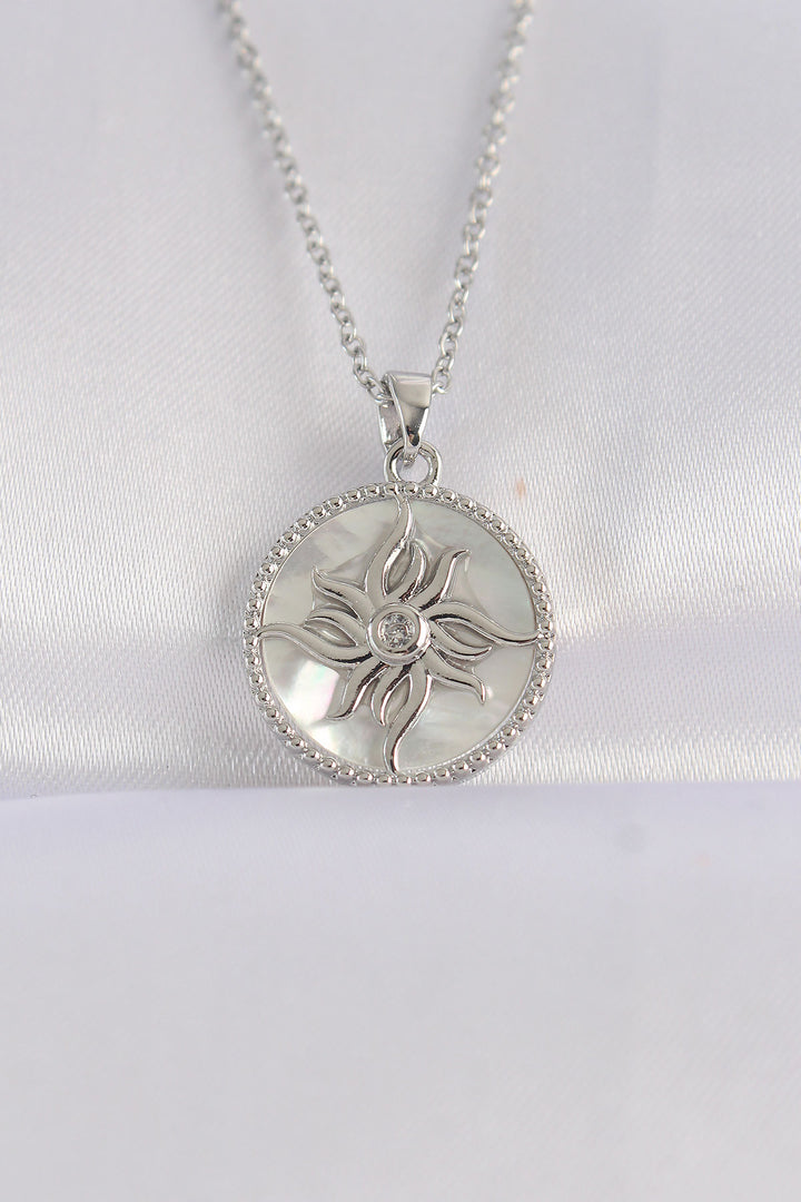 EBJ 316L Stainless Steel Chain Silver Color Sun Pendant with Oval Design - Brossard