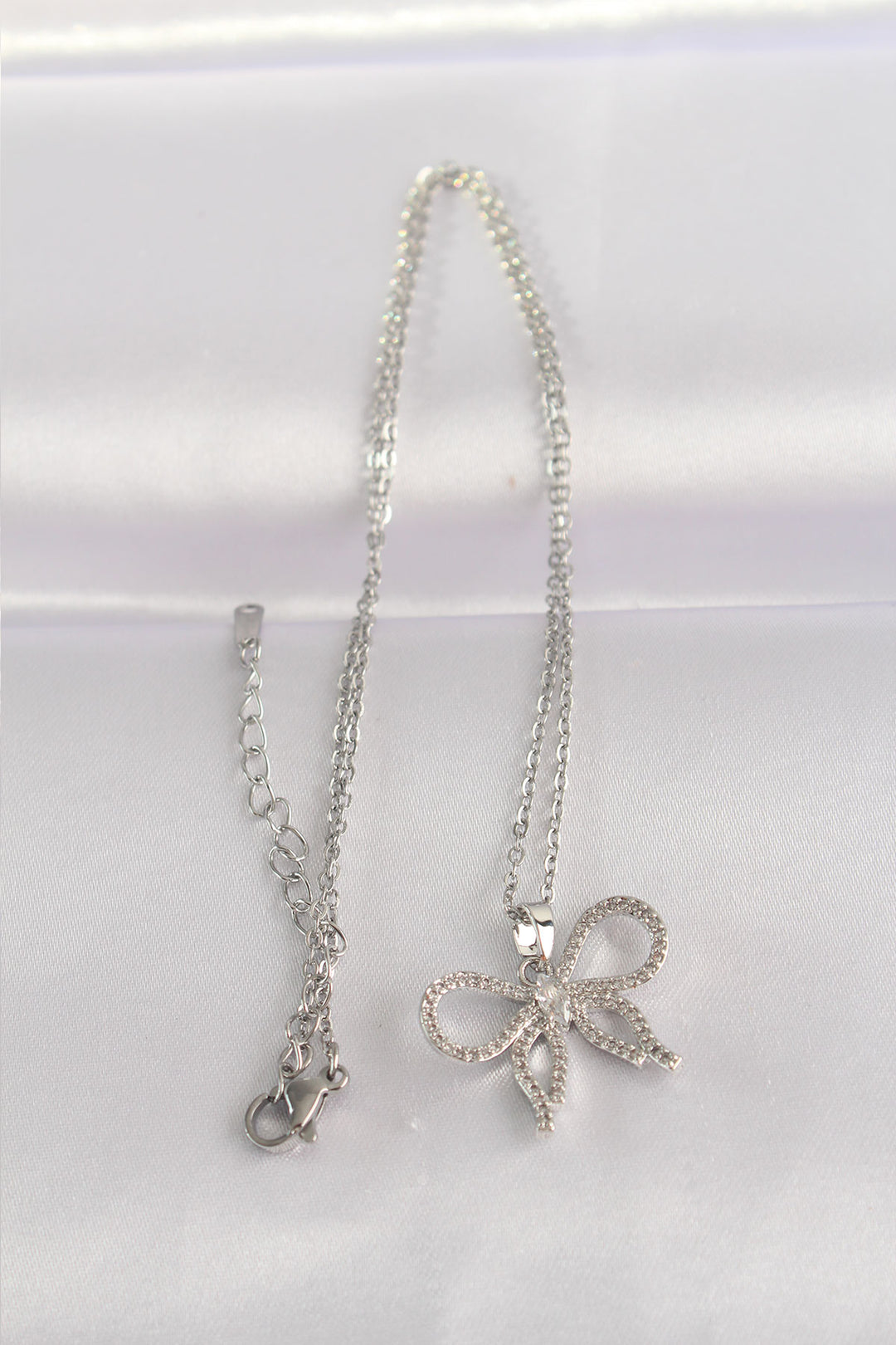 EBJ 316L Stainless Steel Chain Silver Color Zircon Stone Bow Necklace - Thessaloníki