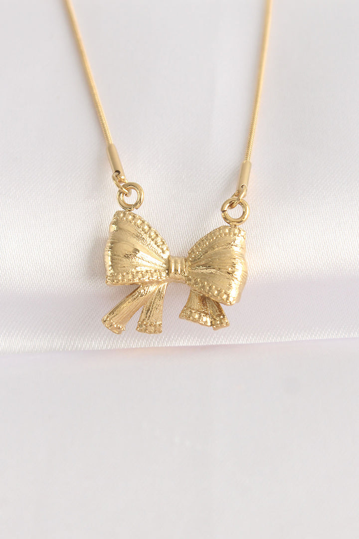 EBJ 316L Steel Chain Gold Color Bow Necklace - Quinte West