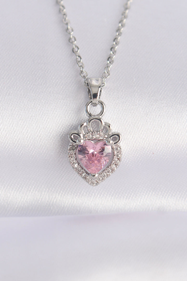 EBJ 316L Stainless Steel Chain Silver Color Pink Zircon Stone Rapunzel Necklace - Néa Smýrni