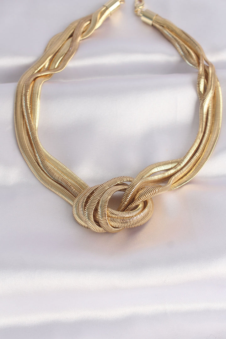 EBJ 316L Steel Italian Chain Gold Color Knot Model Necklace - Wolfsburg