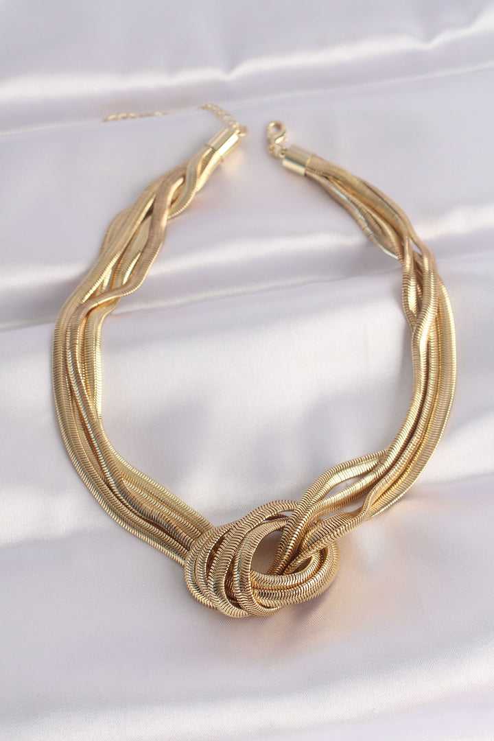 EBJ 316L Steel Italian Chain Gold Color Knot Model Necklace - Wolfsburg
