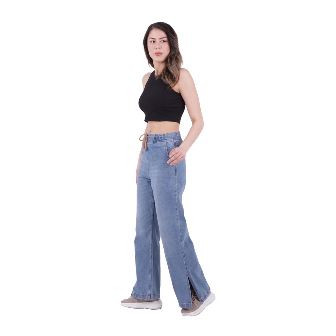 XLJ Elasticated Waist Wide Leg Jean with Slash Detail Mixed - Caguas