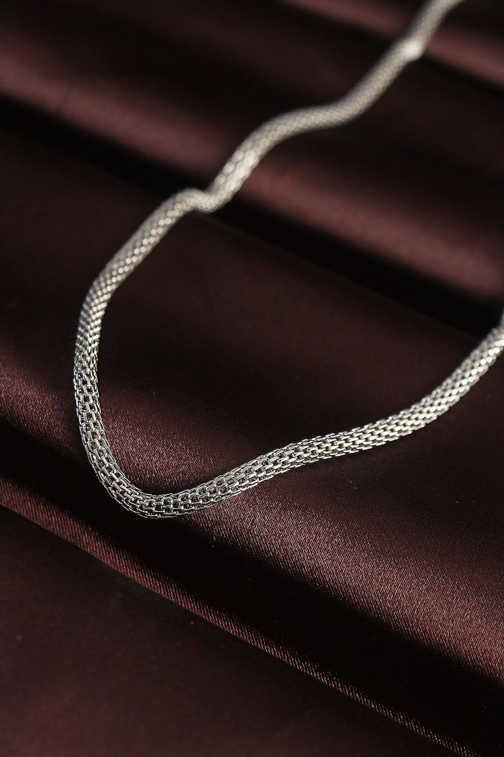 EBJ 316L Stainless Steel Silver Color Mesh Chain Men's Necklace - Borken