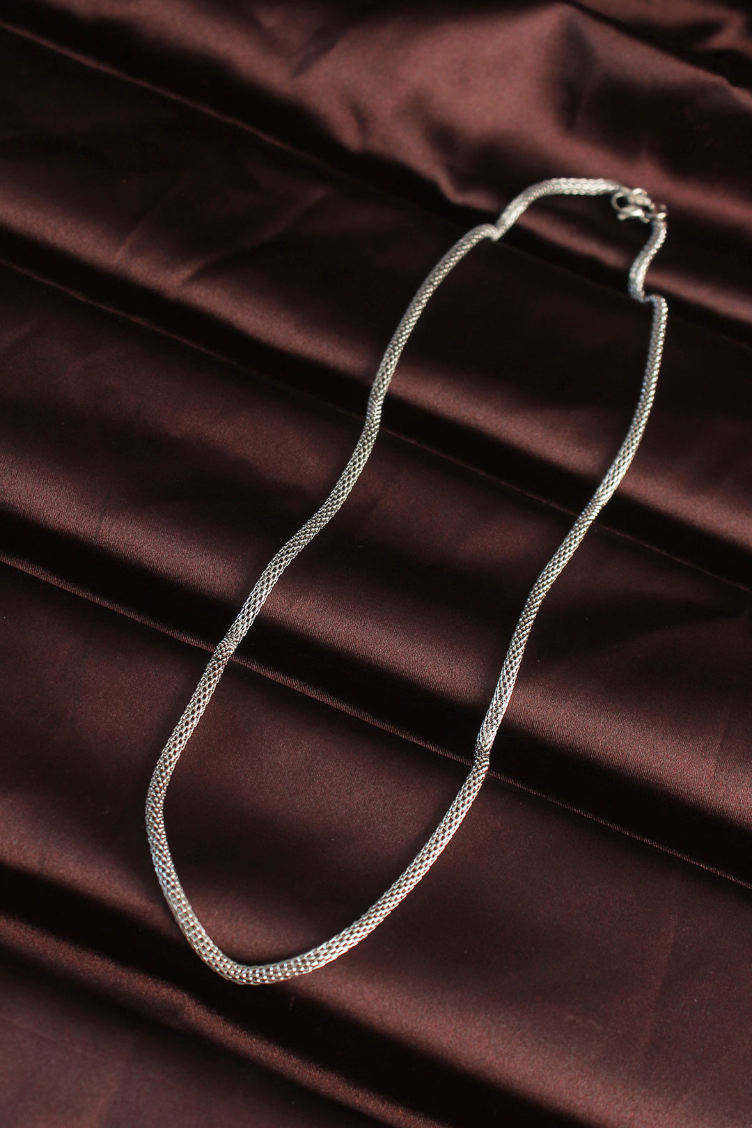 EBJ 316L Stainless Steel Silver Color Mesh Chain Men's Necklace - Borken