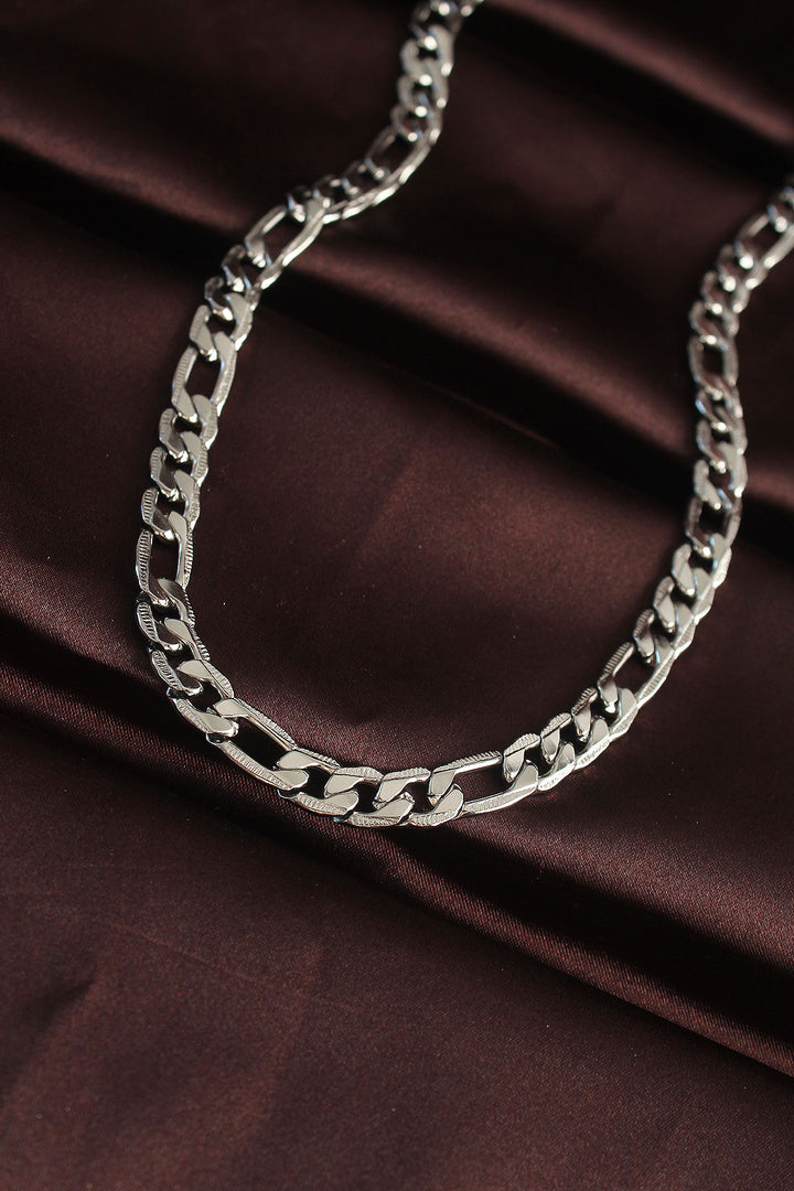 EBJ 316L Stainless Steel Silver Color Hammered Chain Men's Necklace - Corato