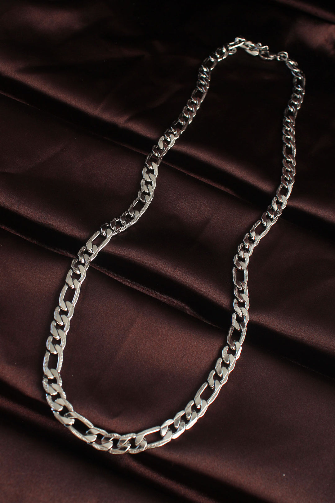 EBJ 316L Stainless Steel Silver Color Hammered Chain Men's Necklace - Corato