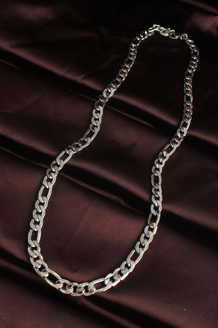 EBJ 316L Stainless Steel Silver Color Hammered Chain Men's Necklace - Corato