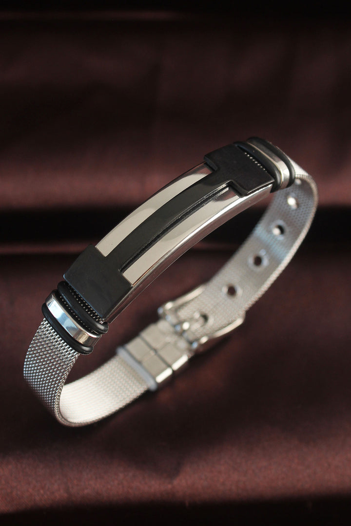 EBJ 316L Stainless Steel Black Adjustable Mesh Strap Bracelet with Accessories - Thun