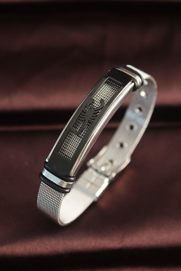 EBJ 316L Stainless Steel Black Scorpion Design Adjustable Mesh Bracelet - Guarda