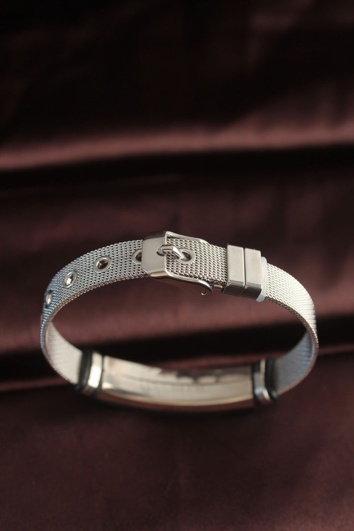 EBJ 316L Stainless Steel Black Patterned Adjustable Mesh Bracelet - Hilton Head Island