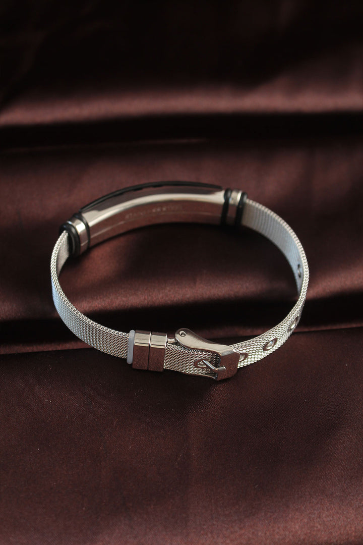 EBJ 316L Steel Black Geometric Figure Adjustable Mesh Strap Bracelet - Río Grande