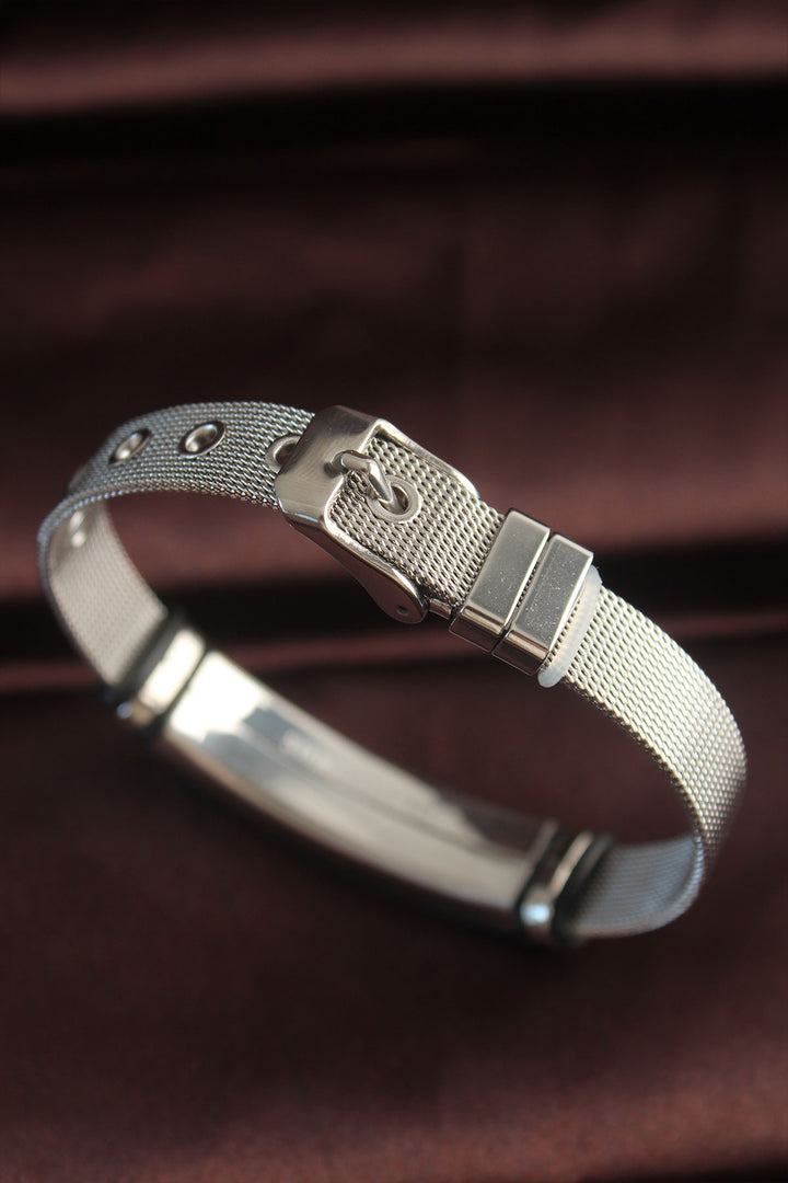 EBJ 316L Stainless Steel Black Greek Model Adjustable Mesh Bracelet - Nogales