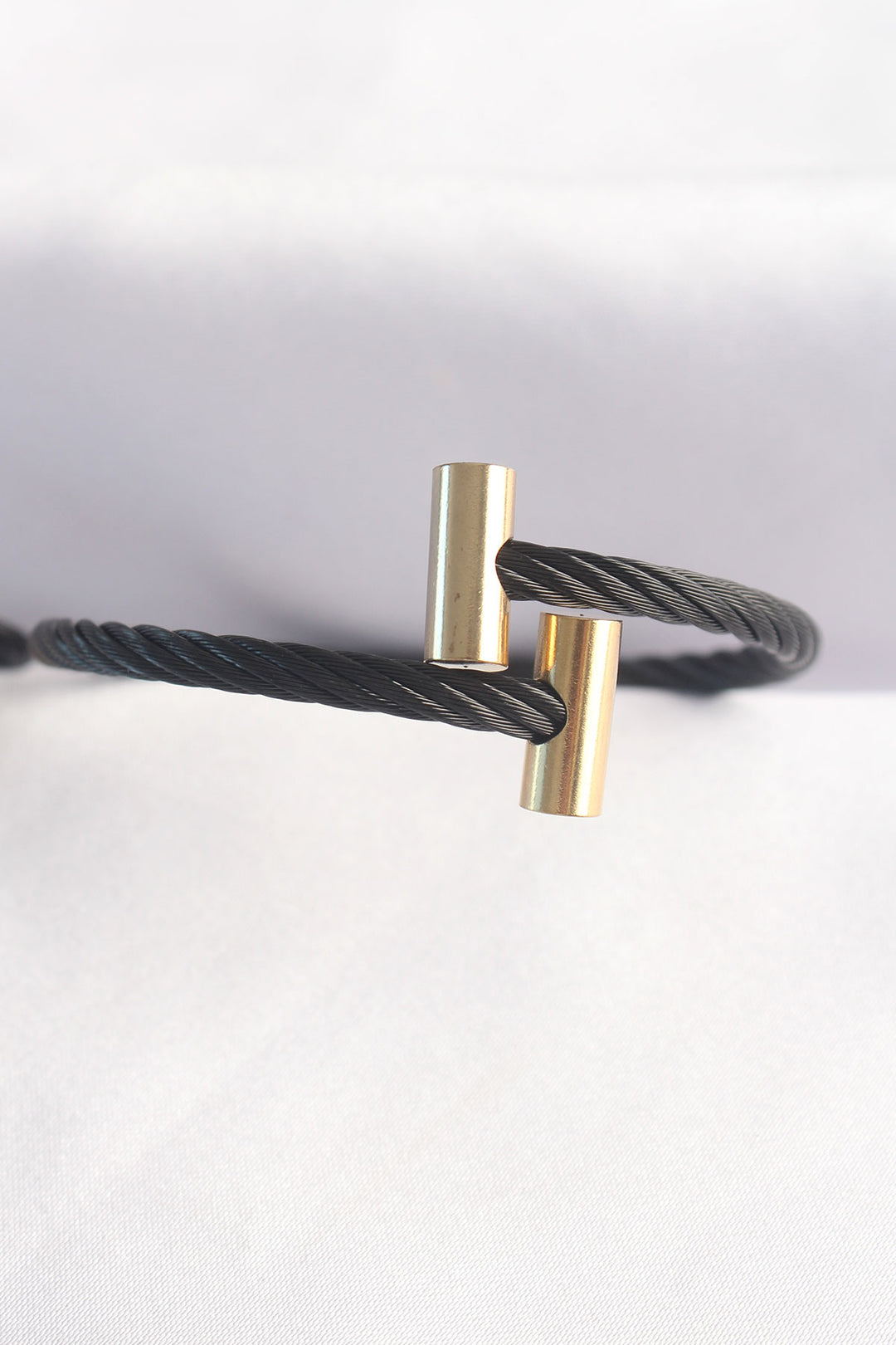 EBJ 316L Stainless Steel Gold Color Accented Black Spiral Design Bracelet and Ring Set - Altrincham