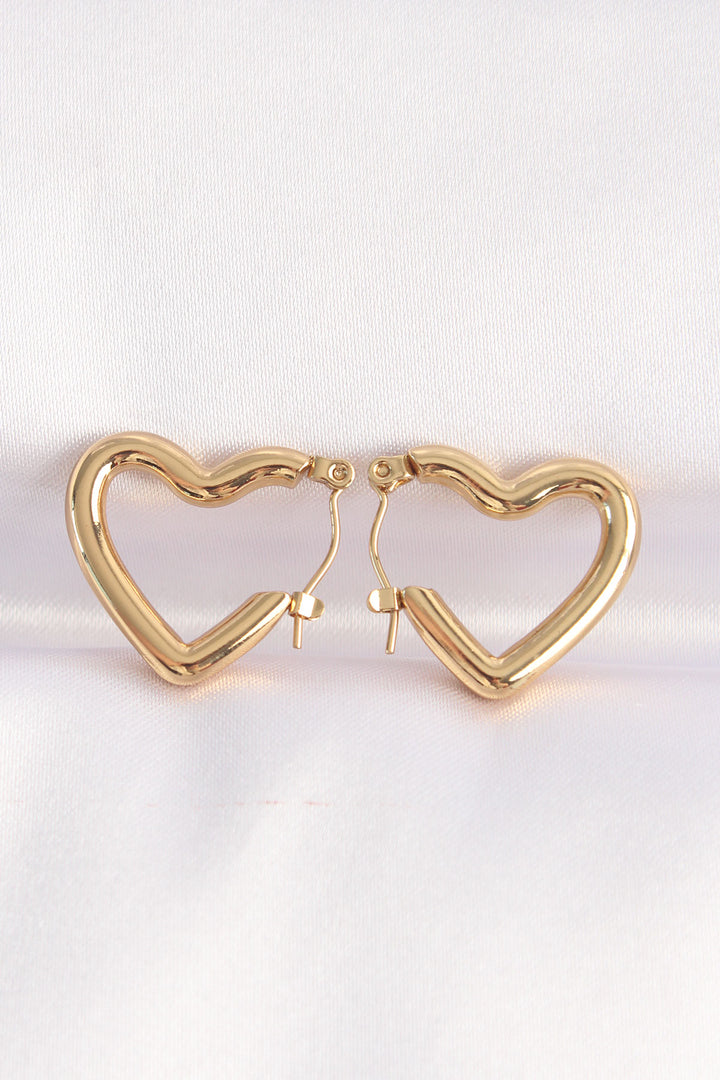 EBJ 316L Steel Gold Color Heart Earrings - Augusta