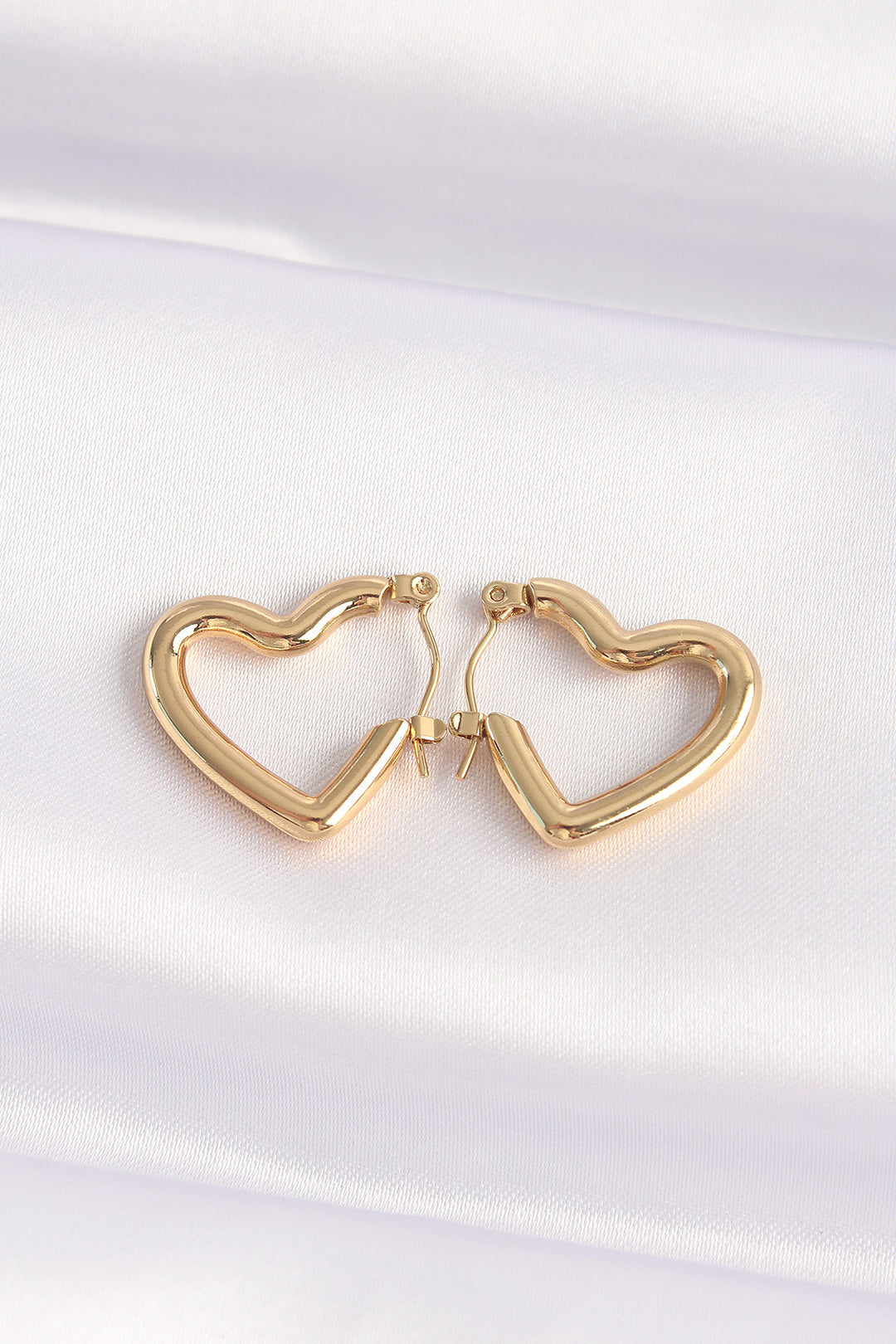 EBJ 316L Steel Gold Color Heart Earrings - Augusta