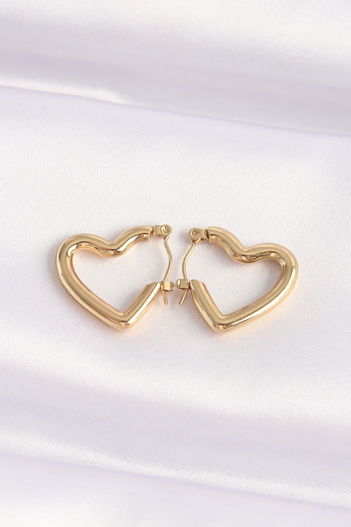 EBJ 316L Steel Gold Color Heart Earrings - Augusta