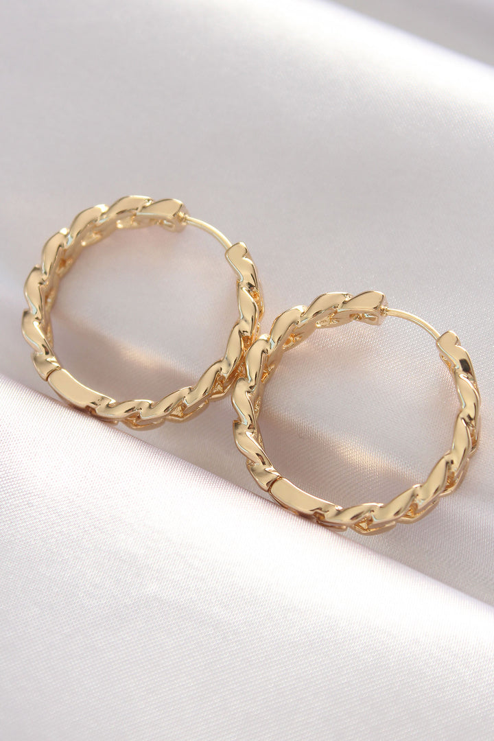 EBJ Gold Color Rice Chain Model Hoop Earring - Coram