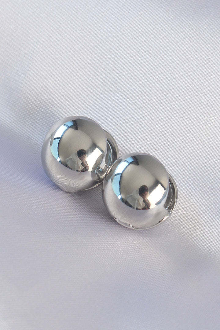 EBJ Rice Silver Color Hollow Minimal Bead Earrings - Offenburg