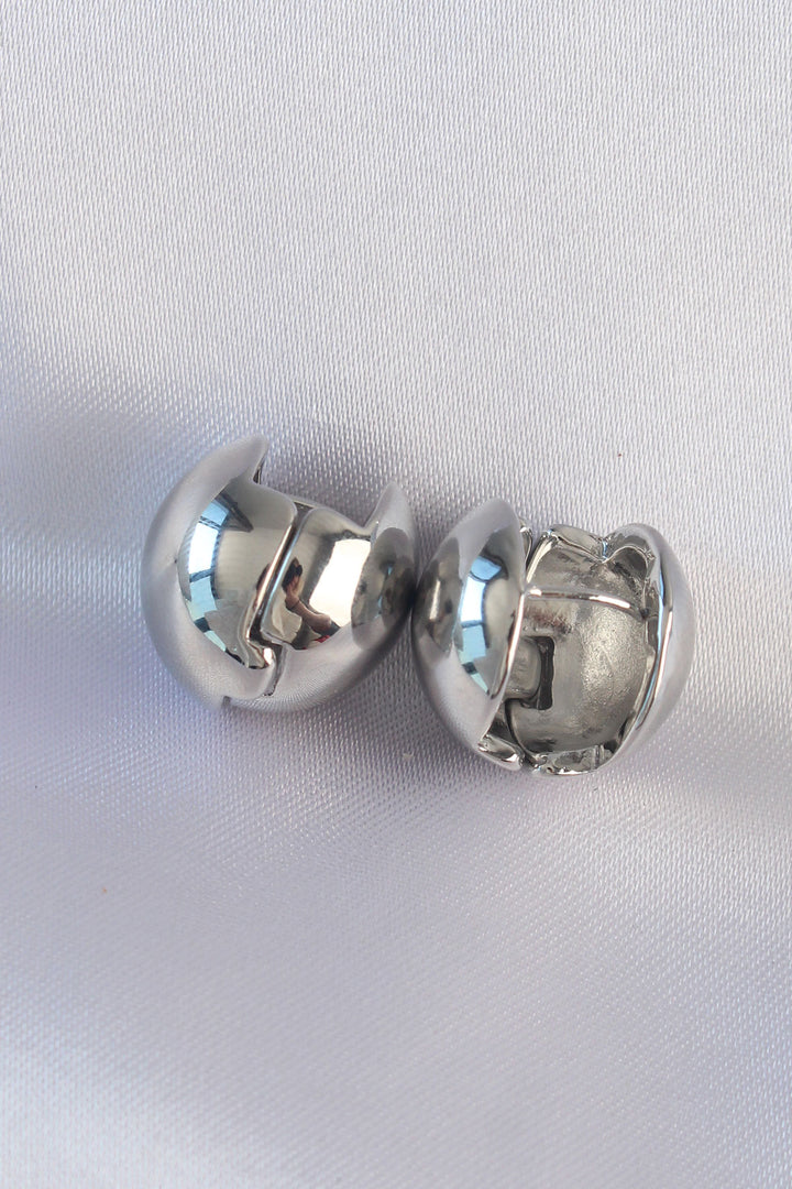 EBJ Rice Silver Color Hollow Minimal Bead Earrings - Offenburg