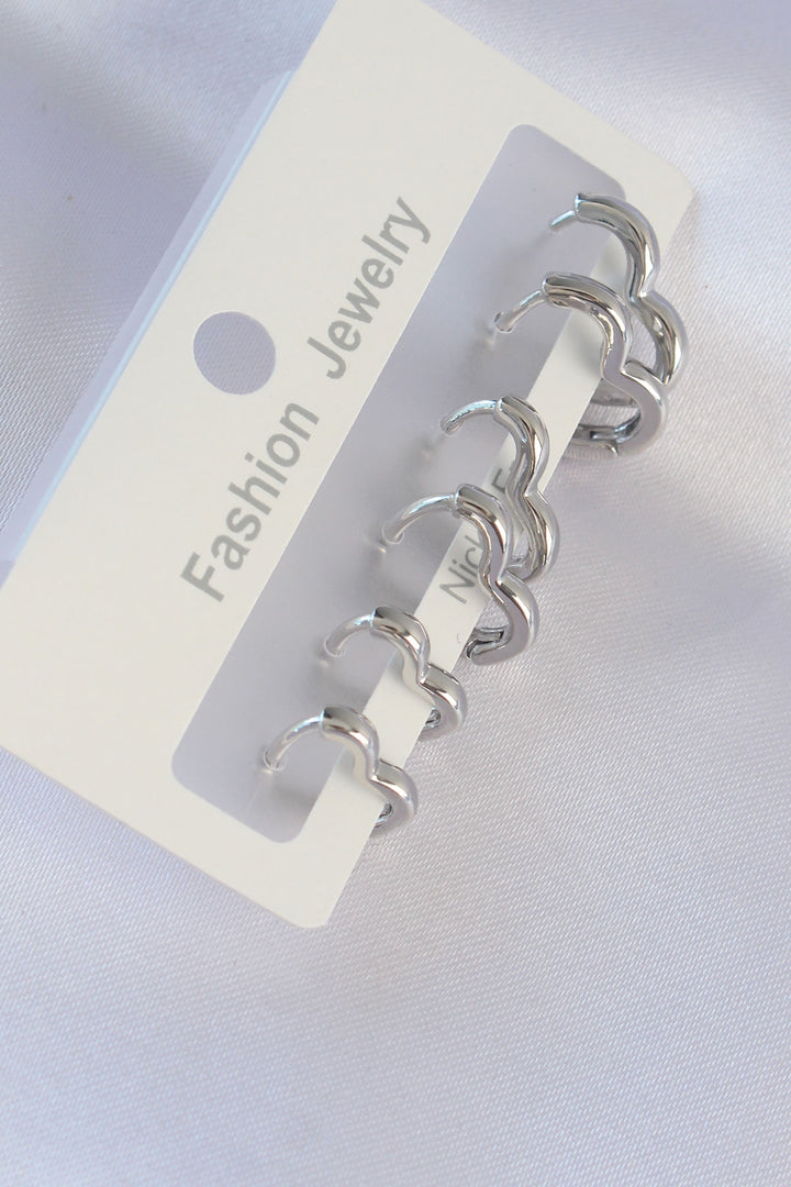 EBJ Rice Silver Color Heart Model Earring Set - Blaine