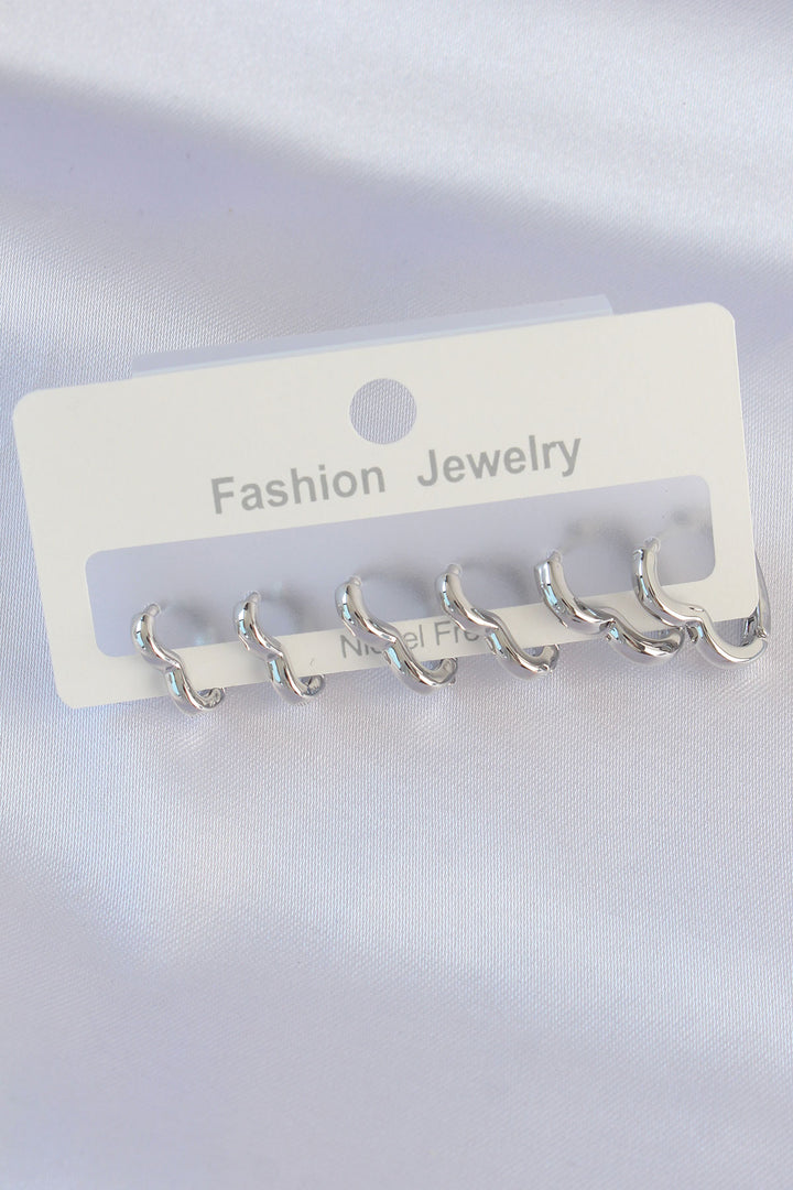 EBJ Rice Silver Color Heart Model Earring Set - Blaine