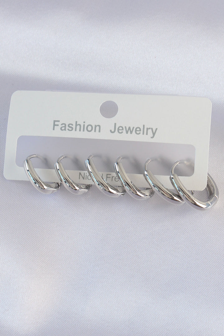 EBJ Rice Silver Color Oval Earring Set - Linares