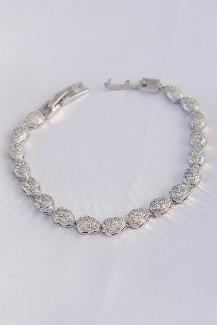 EBJ Vip Series Silver Color Bracelet with Rice Zircon Stone Droplet Design - Santa Clarita