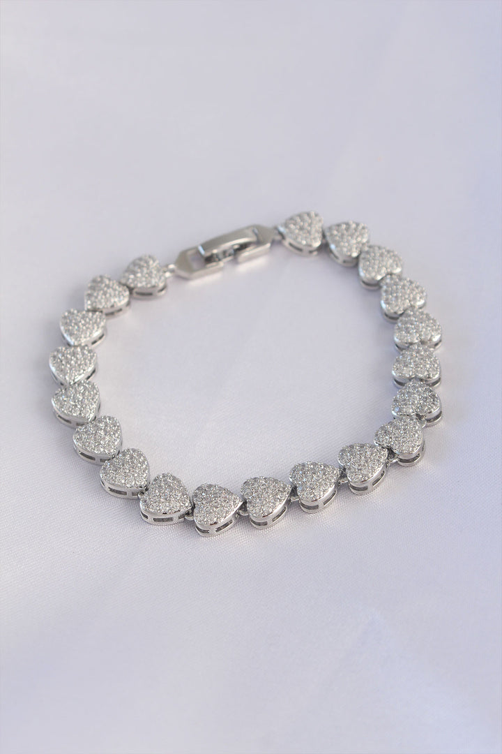EBJ Vip Series Silver Color Heart Model Bracelet with Rice Zircon Stone - San Dimas