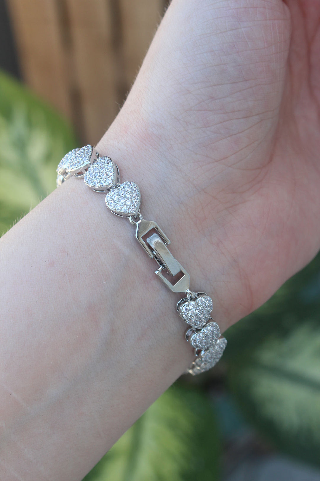 EBJ Vip Series Silver Color Heart Model Bracelet with Rice Zircon Stone - San Dimas