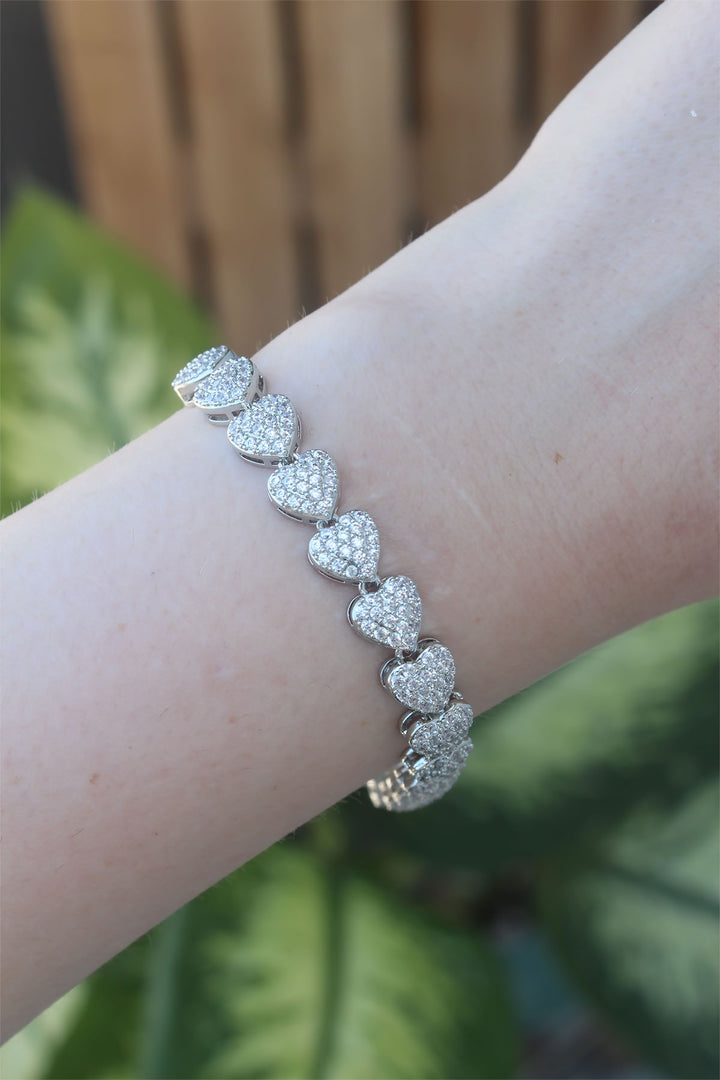 EBJ Vip Series Silver Color Heart Model Bracelet with Rice Zircon Stone - San Dimas