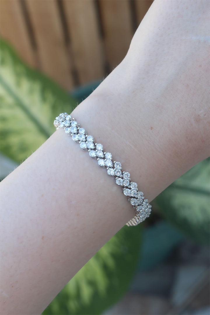 EBJ Vip Series Silver Color Bracelet with Rice Zircon Stone Strip Waterway Model - Lévis