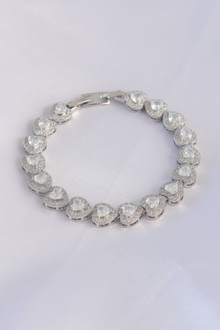 EBJ Vip Series Silver Color Heart Model Bracelet with Rice Zircon Stone - Chystiakove