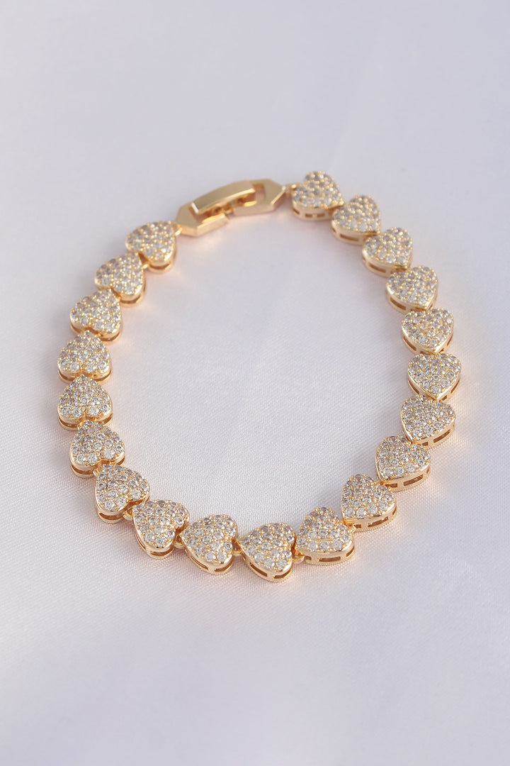 EBJ Vip Series Gold Color Heart Model Bracelet with Rice Zircon Stone - Rotterdam