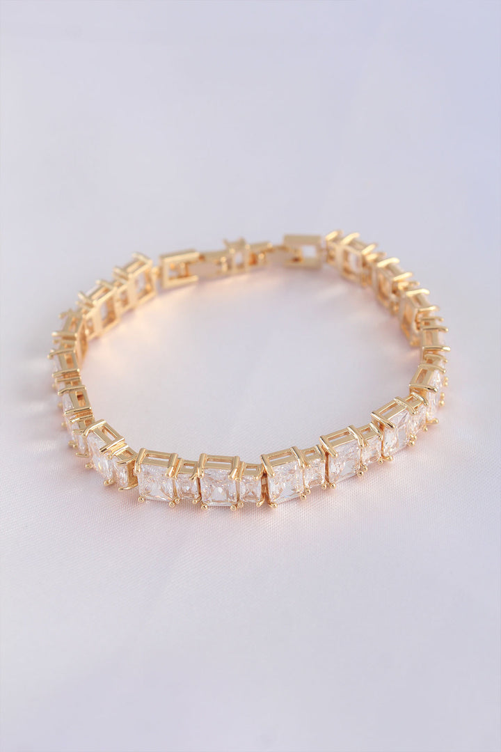 EBJ Vip Series Gold Color Baguette Bracelet with Rice Zircon Stones - Mykolaiv