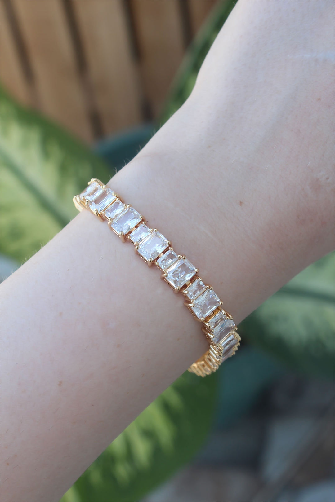 EBJ Vip Series Gold Color Baguette Bracelet with Rice Zircon Stones - Mykolaiv