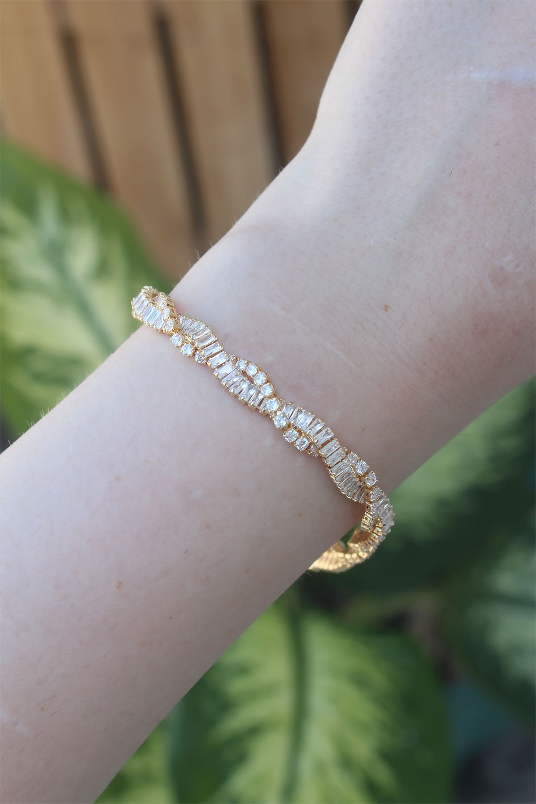 EBJ Vip Series Gold Color Spiral Model Bracelet with Rice Zircon Stones - Wallasey